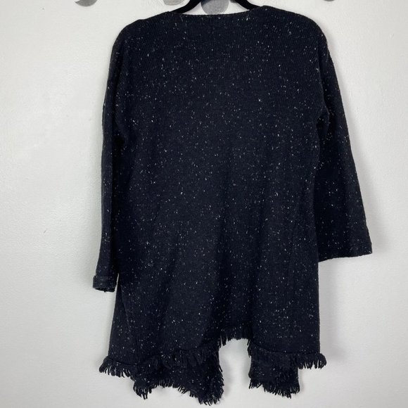 Soft + Joie Woman's Sz S Black Farid Fringe Tweed Open Sweater Cardigan - Picture 8 of 8